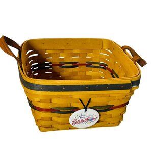 Longaberger 1998 Tie On Bee Celebration Basket W Leather Handles Vintage 8.75"